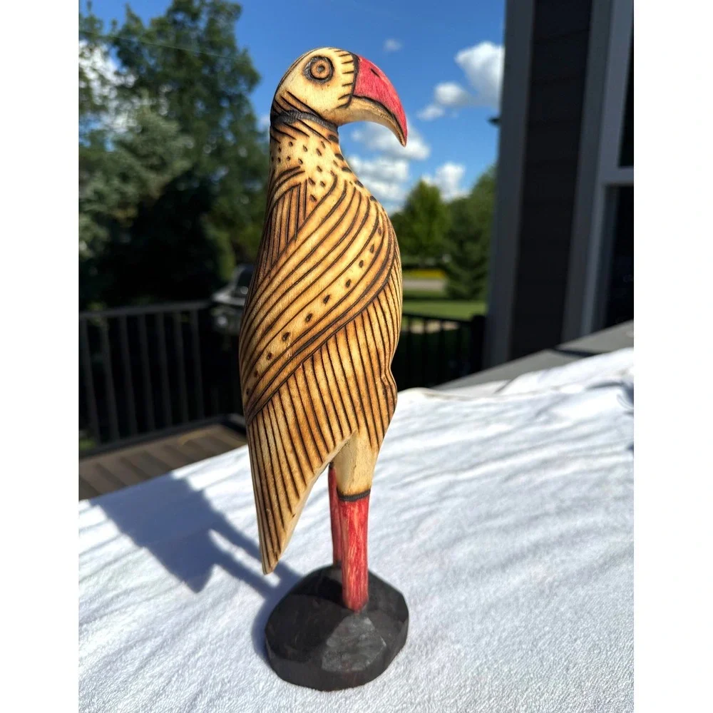 Unique Carved Wooden Artisan Bird Sculpture Toucan Folk Art 12
